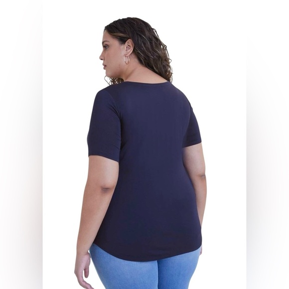Addition Elle, Plus Size Responsible, Modern-Fit Crewneck Tee, 4X, Navy - Picture 2 of 8
